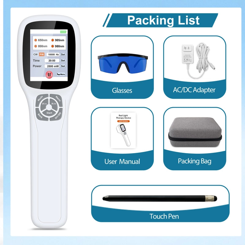 ZJKC Handheld Red Light Therapy Device for Humans Pets 2500mW Cold Laser Therapy Device for Pain Relief Arthritis Muscles